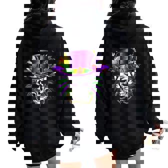 Mardi Gras Skull Carnival Tuesday New Orleans Trip Women Women Oversized Hoodie Back Print - Seseable