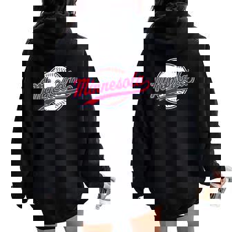 Minnesota Vintage Baseball Throwback Retro Women Oversized Hoodie Back Print - Thegiftio UK