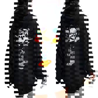 Mom Birthday Astronaut Family Astronaut Balloon Space Women Oversized Hoodie Back Print | Seseable CA