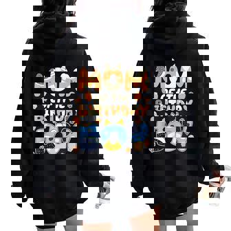 Mom Of The Birthday Boy Blue Dog Women Oversized Hoodie Back Print | Mazezy