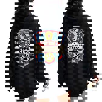Mom Of The Birthday Boy Cartoon Dog Paw Family Matching Women Oversized Hoodie Back Print - Seseable