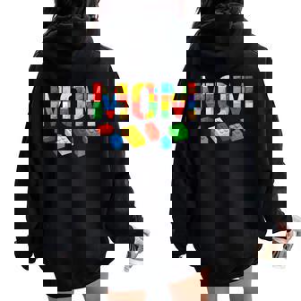 Mom Master Builder Building Blocks Bricks Mother's Day Women Oversized Hoodie Back Print - Thegiftio