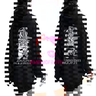 Mom Of Both Messy Bun Dancer & Baseball Player Mom Women Oversized Hoodie Back Print | Seseable CA