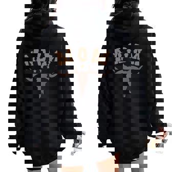 Mom Skull Highland Cow Boy Western Rodeo Family Matching Women Oversized Hoodie Back Print - Seseable