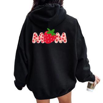 Mom Strawberry First Birthday Family Strawberry Women Oversized Hoodie Back Print - Thegiftio UK