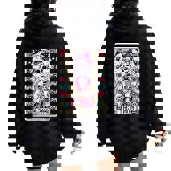 The Mom Tarot Card Skeleton Witch Mom Skull Mama Women Oversized Hoodie Back Print | Mazezy