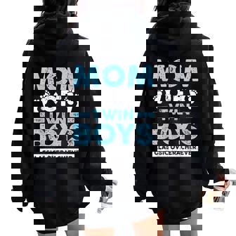 Mom Of Twin Boys Classic Overachiever Twin Mom Twin Mama Women Oversized Hoodie Back Print - Seseable