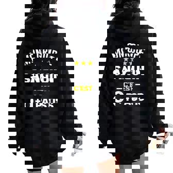 Mon Groupe Sanguin O Pastis Humour Alcool Apéro Homme Sweat à capuche oversize pour femme avec imprimé dans le dos - Cadeauxyz