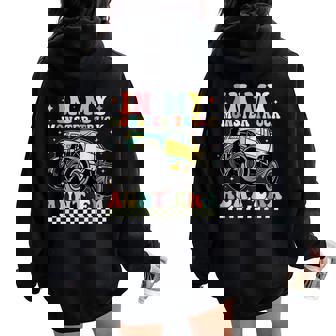 In My Monster Trucks Aunt Era Groovy Family Matching Women Oversized Hoodie Back Print - Thegiftio UK
