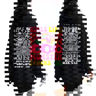 Monster Trucks Girls Like Monster Trucks Too Women Oversized Hoodie Back Print | Mazezy