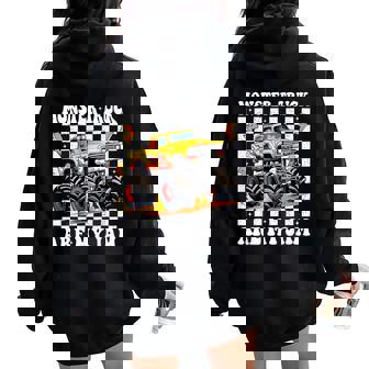 Monster Trucks Are My Jam Groovy Monster Truck Boys Toddlers Women Oversized Hoodie Back Print - Seseable