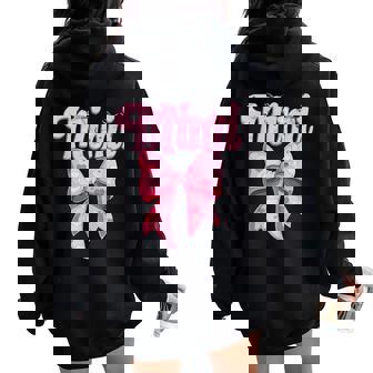 Mother's Day Coquette Bow Family Matching Groovy Pink Mimi Women Oversized Hoodie Back Print - Thegiftio UK