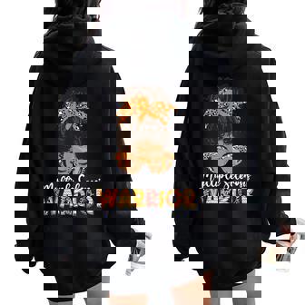 Ms Warrior Messy Bun Multiple Sclerosis Awareness Women Oversized Hoodie Back Print | Seseable CA