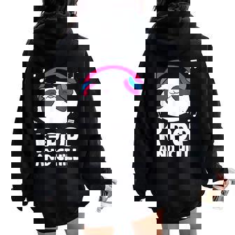 Música Divertida De K-Pop Y Música Coreana De Chill Panda Women Oversized Hoodie Back Print - Regaloses