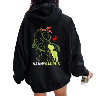 Nannysaurus Nanny Tyrannosaurus Dinosaur Baby Mother's Day Women Oversized Hoodie Back Print - Thegiftio UK