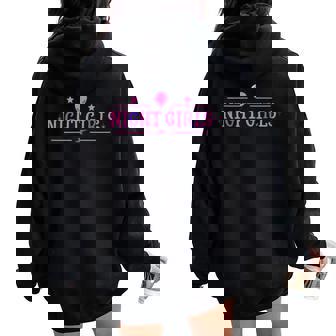 Night Girls Alien Head UFO Party Music Techno Festival Women Oversized Hoodie Back Print - Monsterry