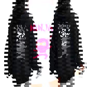 Ninja En Diseño De Traje Rosa Ninja Girl Women Oversized Hoodie Back Print - Regaloses