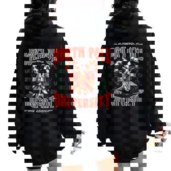 North Pole University Candy Cane Christmas Men Women Kids Women Oversized Hoodie Back Print - Monsterry