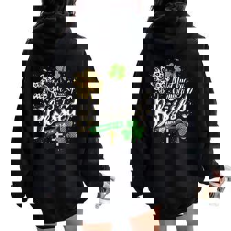 Not Lucky Simply Blessed Christian St Patrick’S Day Graphic Women Oversized Hoodie Back Print | Seseable UK