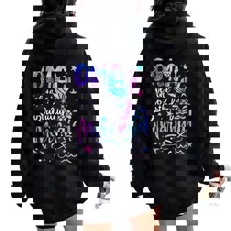 Oma Of The Birthday Mermaid Matching Family Mother's Day Women Oversized Hoodie Back Print - Seseable
