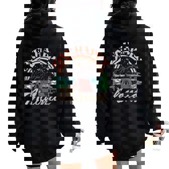 One Happy Mama First Birthday Camping Adventure Party Women Oversized Hoodie Back Print - Seseable