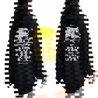 Papa Bear Sunflower Fathers Day Dad And Grandpa Women Oversized Hoodie Back Print | Seseable UK