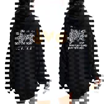 Peace Love Lunch Lady Cafeteria Worker Women Oversized Hoodie Back Print | Seseable CA