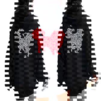 Pekingese Hearts Valentine's Day Pelchie Dog Lover Girl Women Oversized Hoodie Back Print - Monsterry
