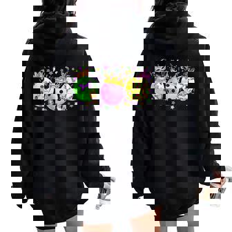Pickleball Jester Hat Masked Beads Mardi Gras Women Women Oversized Hoodie Back Print - Seseable