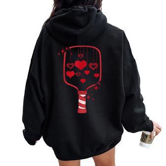 Pickleball Paddle Heart Valentines Day Racquetball Women Women Oversized Hoodie Back Print - Thegiftio UK