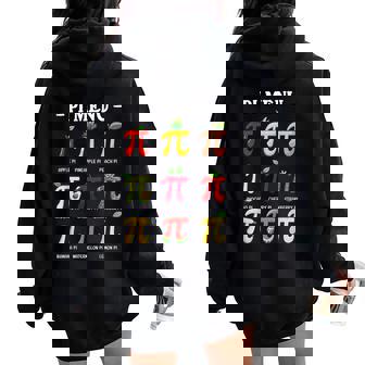 Pie Menu Pi Day Pi 314 Math Teacher Pi Symbol Pie Pun Women Oversized Hoodie Back Print | Mazezy