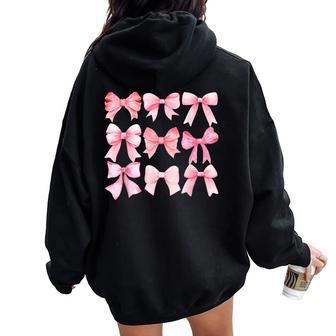 Pink Bow And Ribbon Cute Graphic For Girl Women Women Oversized Hoodie Back Print - Thegiftio UK