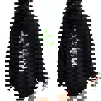 Planta De Café Expreso Cafeína Amante Del Café Barista Women Oversized Hoodie Back Print - Regaloses