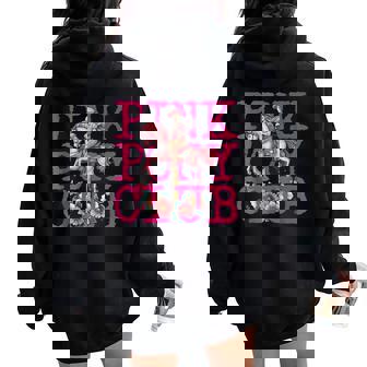 Pony And Heels Lover Pink Girls Clubs Cowgirl Women Oversized Hoodie Back Print - Seseable