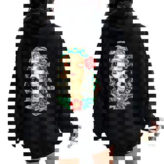 Pretty Girl Gypsy Fortune Teller Traditional Tattoo Flash Women Oversized Hoodie Back Print - Monsterry