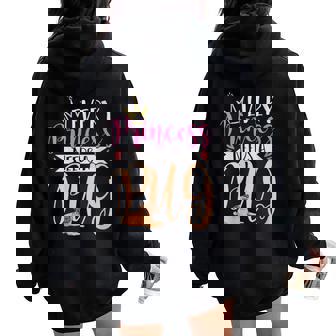 Princesse Propriétaire De Carlin Chien Mignon Animal Pug Sweat à capuche oversize pour femme avec imprimé dans le dos - Cadeauxyz