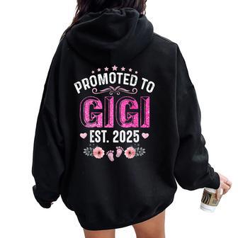 Promoted To Gigi Est 2025 Floral Mother's Day Women Oversized Hoodie Back Print - Thegiftio UK