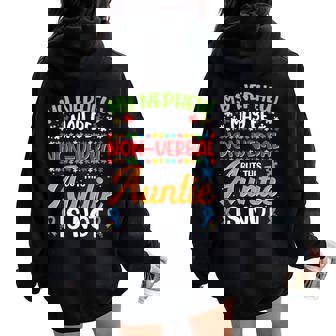 Proud Autism Aunt Autistic Nephew Autism Awareness Auntie Women Oversized Hoodie Back Print - Thegiftio UK