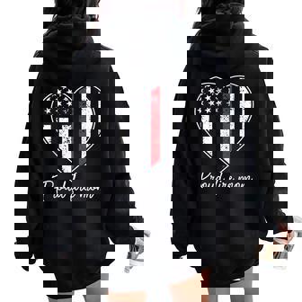 Proud Fire Mom Of A Firefighter Mother Heart Women Oversized Hoodie Back Print - Seseable