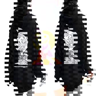 Psycho Chainsaw Bunny Halloween Women Oversized Hoodie Back Print - Monsterry