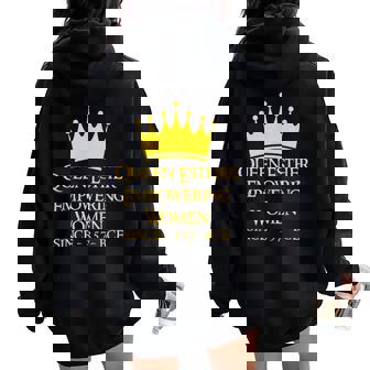 Queen Esther Empowering Happy Purim Feminist Costume Women Oversized Hoodie Back Print - Thegiftio UK