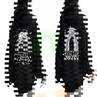 Rainbow In March We Wear Green Cerebral Palsy Awareness Women Oversized Hoodie Back Print | Mazezy