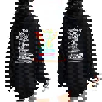 Read Books Be Kind Stay Weird Dragon Book Bookworm Women Oversized Hoodie Back Print - Monsterry