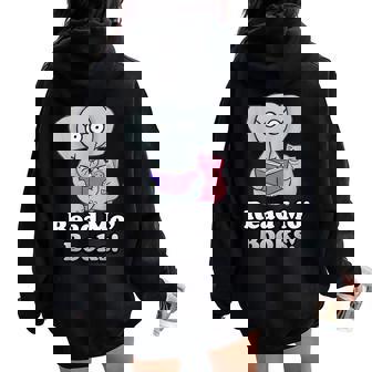 Read Mo Books Cute Reading Elephant Teacher Librarian Women Oversized Hoodie Back Print - Seseable