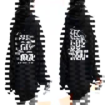 Reel Cool Mom Fisherwoman Fishing Lover For Mother's Day Women Oversized Hoodie Back Print - Thegiftio UK