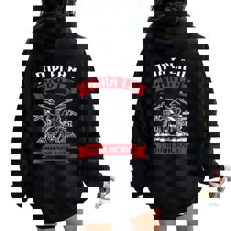 Regalos Divertidos Música Para Bateristas Baterista Tambores Músico Jubilación Dichos Batería Hombre Niños Rock Manga Larga - S Women Oversized Hoodie Back Print - Regaloses