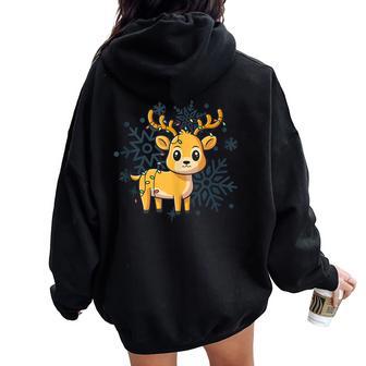 Reindeer Christmas Lights Shirt Cute Holiday Shirts Tank Top Women Oversized Hoodie Back Print - Monsterry