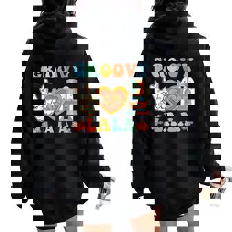 Retro Groovy Lala Grandma Hippie Family Matching Women Oversized Hoodie Back Print - Seseable