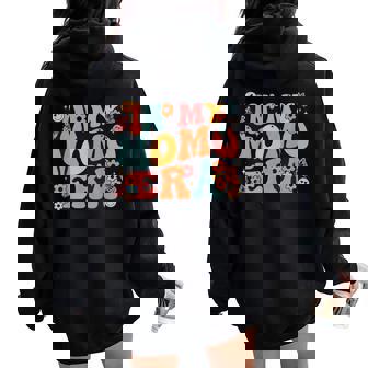 Retro Groovy In My Momo Era Baby Announcement Women Oversized Hoodie Back Print - Seseable