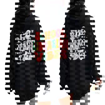 Retro Groovy School Librarian Vibes Women Library Women Oversized Hoodie Back Print - Monsterry